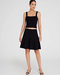 Pleated Mini Knit Skirt