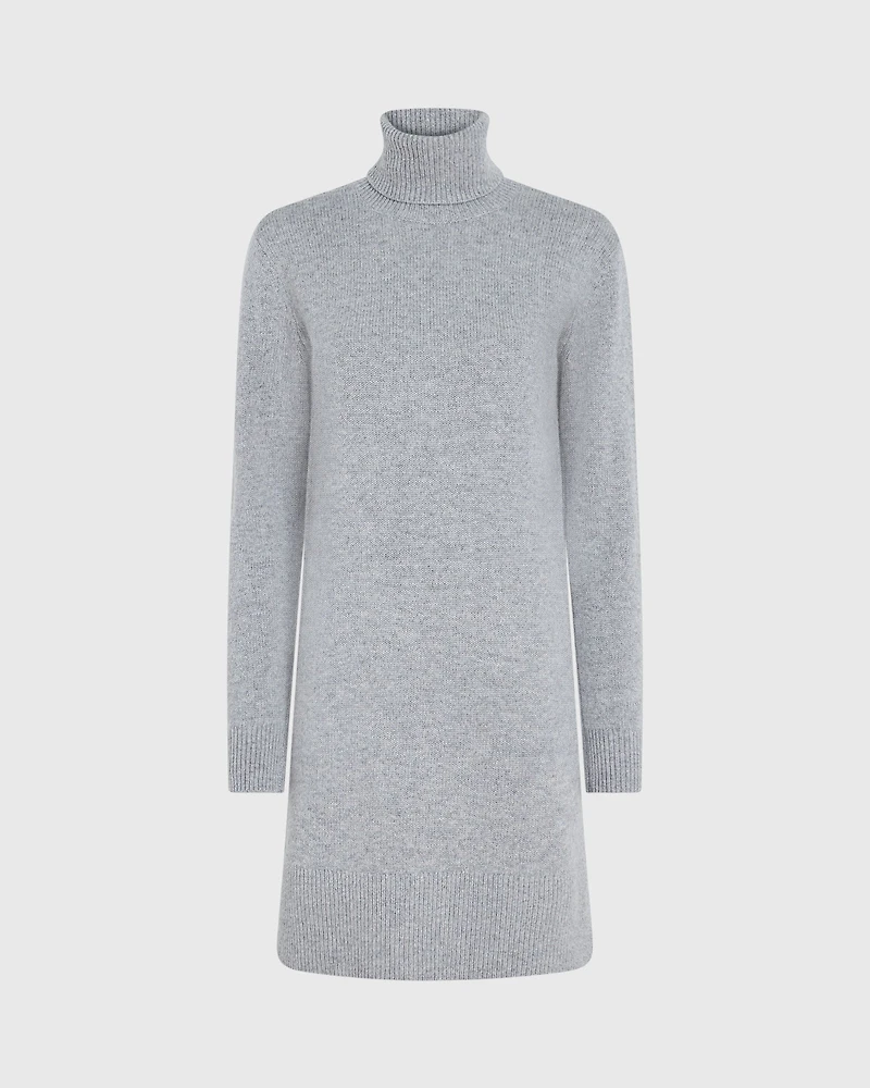 Wool-Cashmere Blend Mini Turtleneck Dress