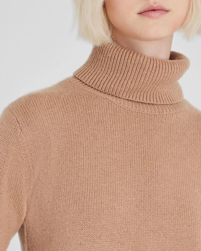 Wool-Cashmere Blend Mini Turtleneck Dress