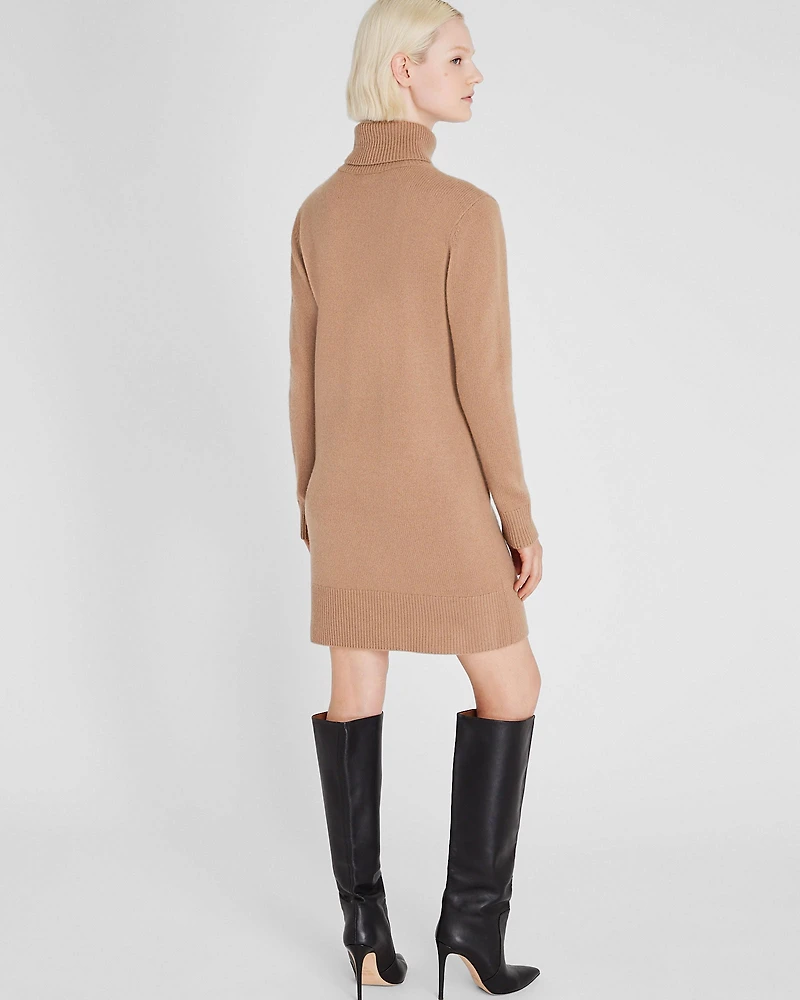 Wool-Cashmere Blend Mini Turtleneck Dress