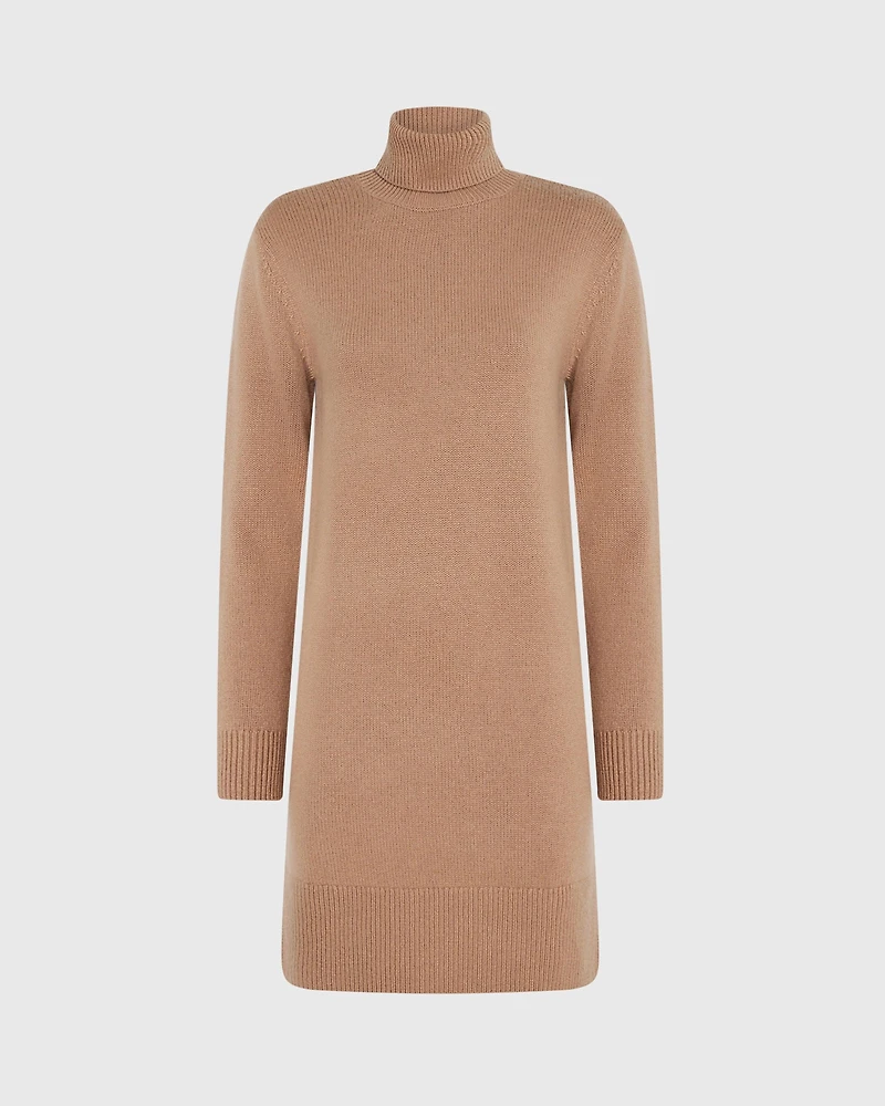 Wool-Cashmere Blend Mini Turtleneck Dress