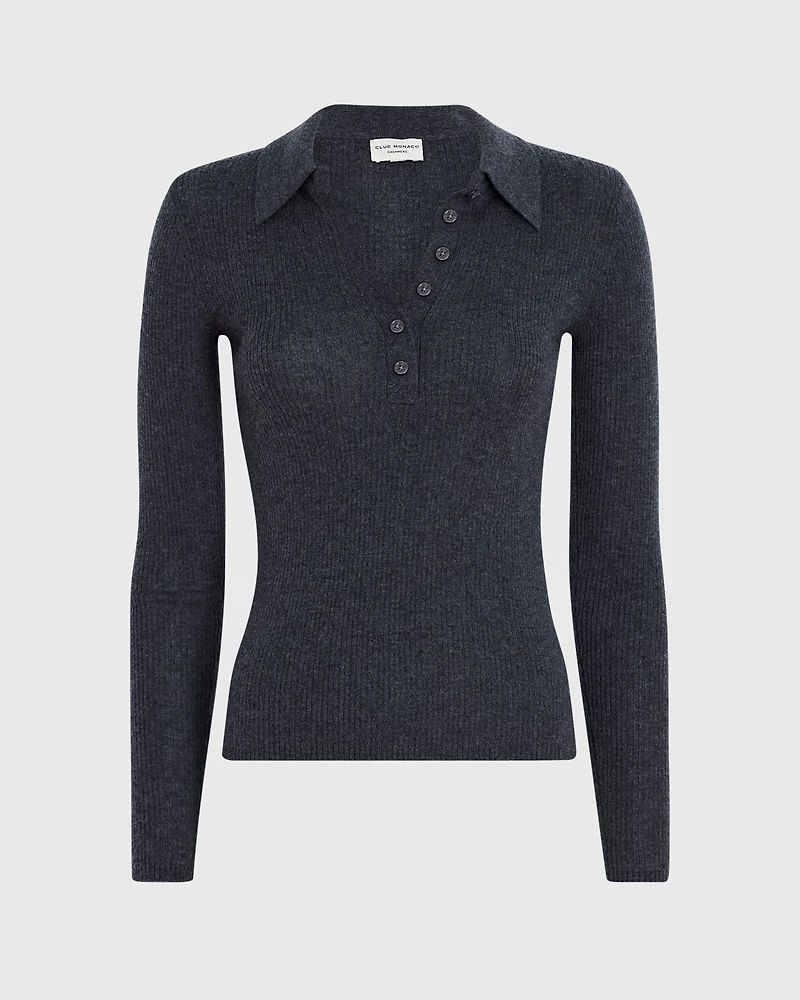 Cashmere Rib Polo