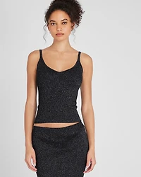 Metallic Ribbed-Knit Tank