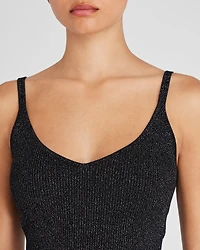Metallic Ribbed-Knit Tank