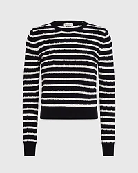 Striped Cashmere Mini-Cable Crewneck