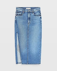 MOTHER The Split Second Denim Midi Skirt