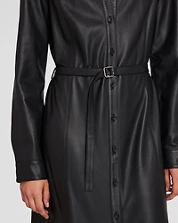 Leather Midi Shirt Dress