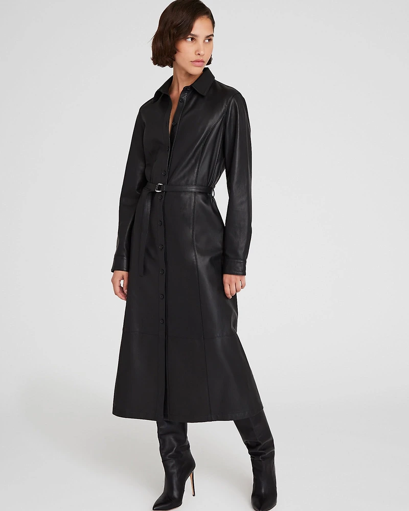 Leather Midi Shirt Dress