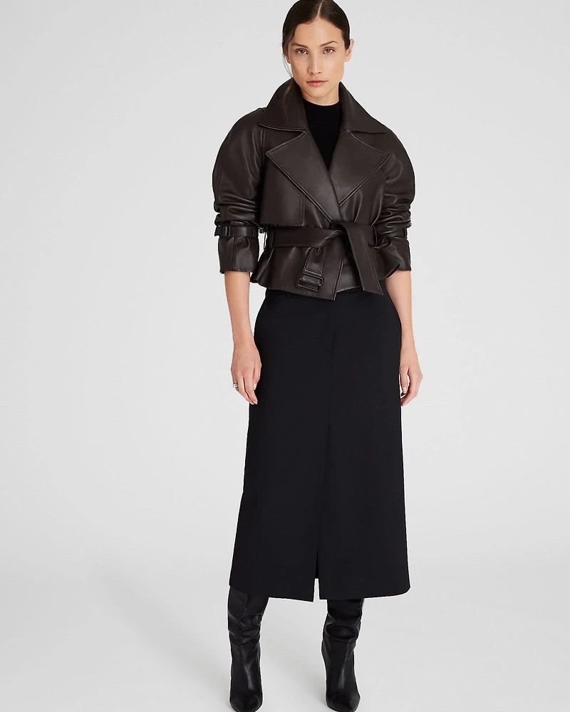 Cropped Leather Trench