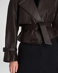 Cropped Leather Trench