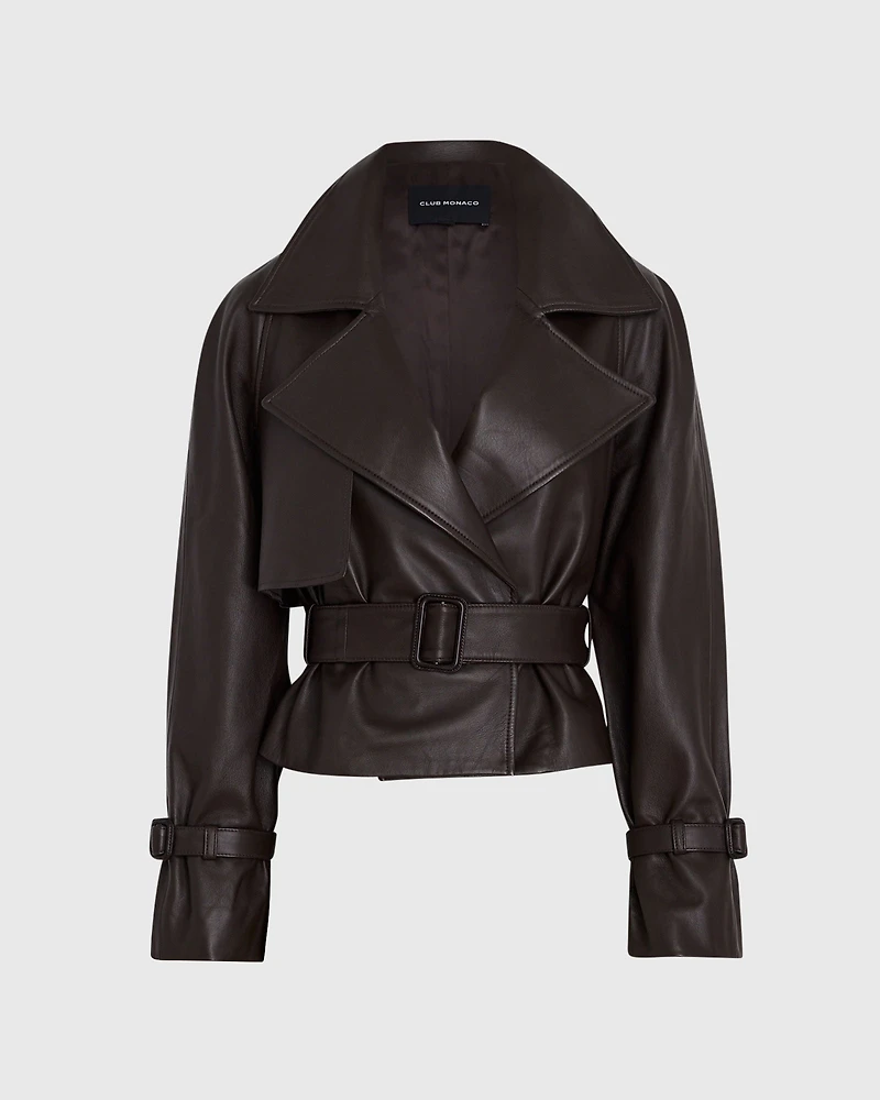 Cropped Leather Trench