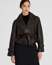 Cropped Leather Trench
