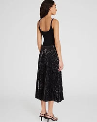 Sequin Pleated Midi Skirt