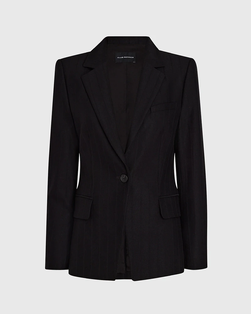 Cutaway Striped Jacquard Blazer