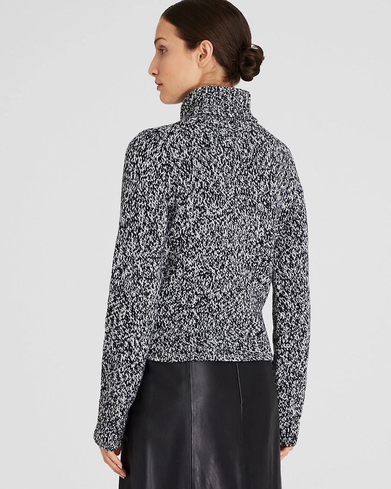 Wool-Blend Marled Turtleneck Sweater