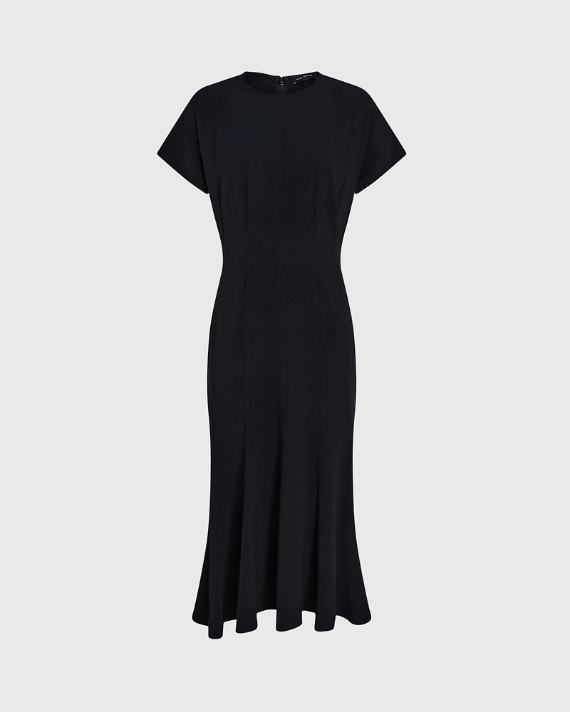 Crewneck Crepe Midi Dress