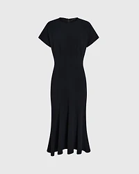 Crewneck Crepe Midi Dress
