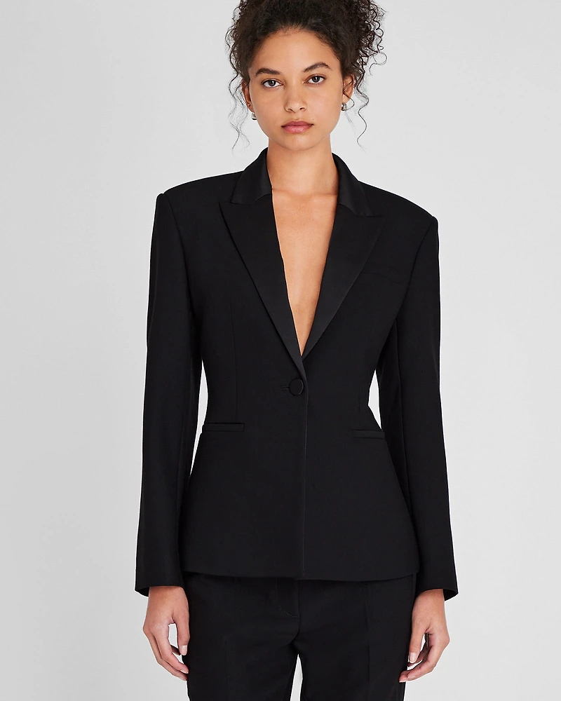 Tuxedo Cinched Waist Blazer