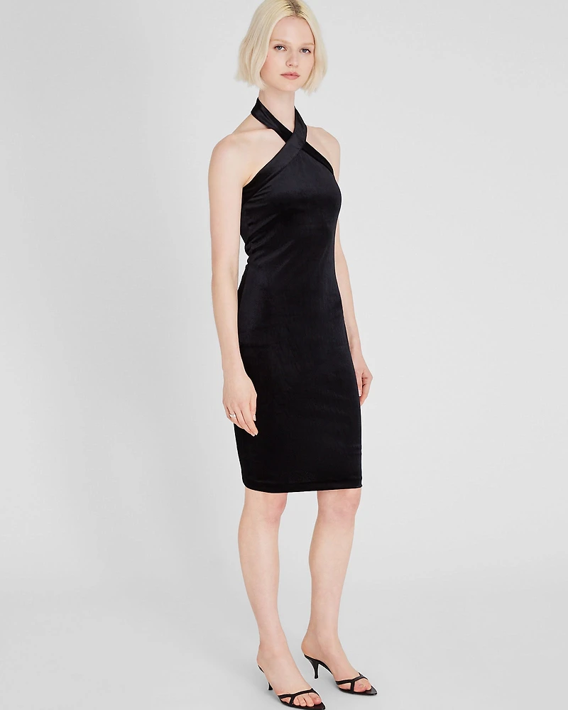 Velvet Halter Mini Dress