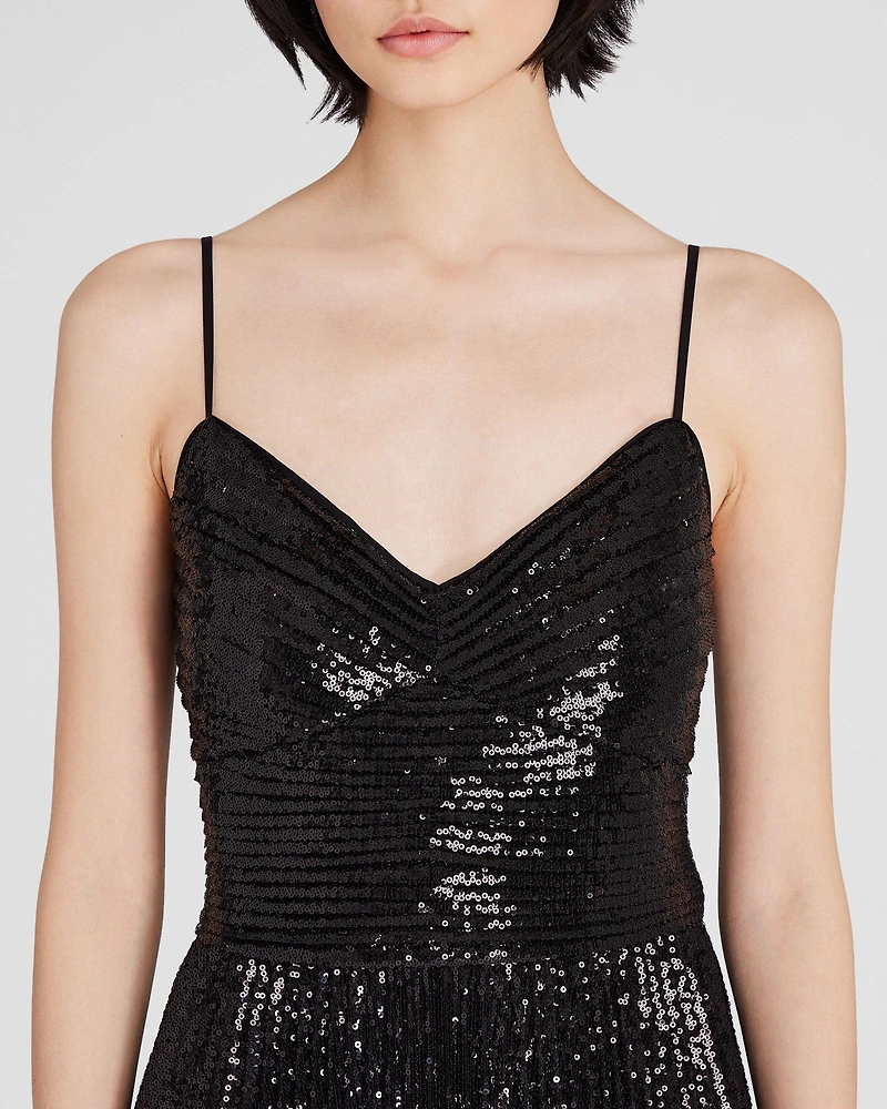 Sequin Pleated Occasion Maxi Dress