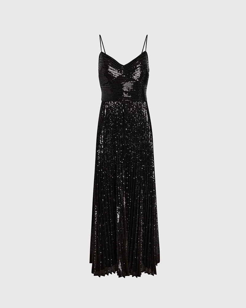 Sequin Pleated Occasion Maxi Dress