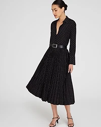 Polka Dot Pleated Midi Skirt