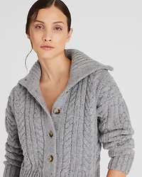 Wool-Blend Cable Knit Cardigan