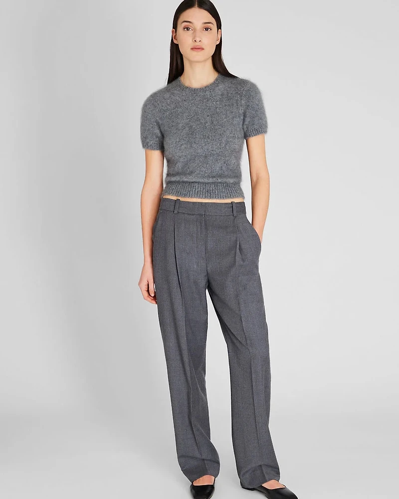 Brushed Cashmere Short-Sleeve Sweater