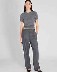 Brushed Cashmere Short-Sleeve Sweater