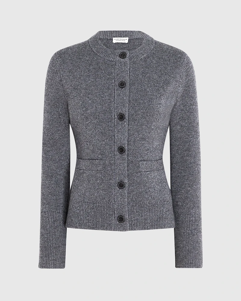 Wool-Cashmere Blend Milano Stitch Cardigan