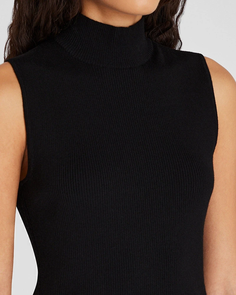 Sleeveless Ribbed Turtleneck Sweater