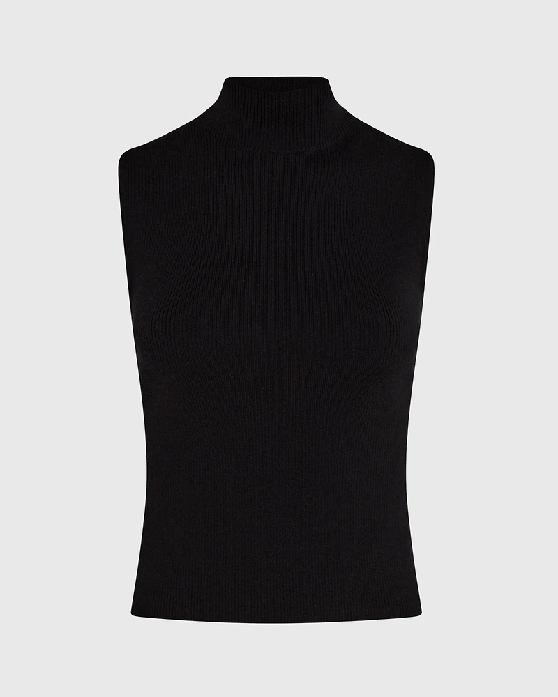 Sleeveless Ribbed Turtleneck Sweater