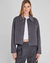 Cropped Double-Faced Wool Blend Jacket