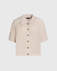 Open Stitch Button-Down Sweater