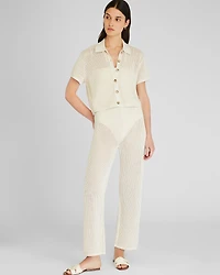 Open Stitch Button-Down Sweater