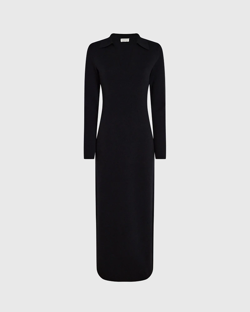 Cashmere Blend Open Collar Maxi Dress