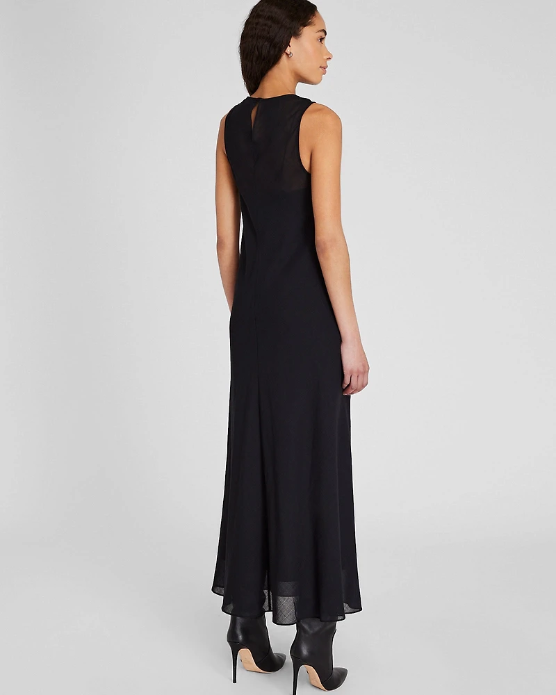 Bias Wool Blend Gauze Maxi Dress