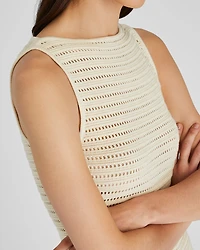 Open Stitch Boatneck Midi Sweater Dress