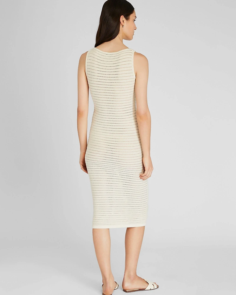 Open Stitch Boatneck Midi Sweater Dress