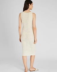Open Stitch Boatneck Midi Sweater Dress
