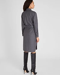 Wool Flannel Midi Shirt Dress