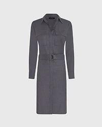Wool Flannel Midi Shirt Dress