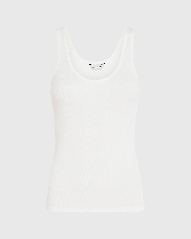 Ribbed Cotton Scoop Tank