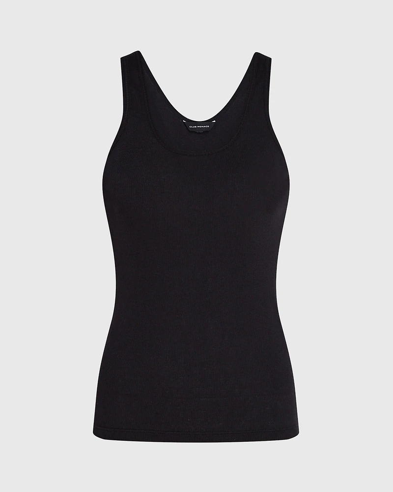 Ribbed Cotton Scoop Tank