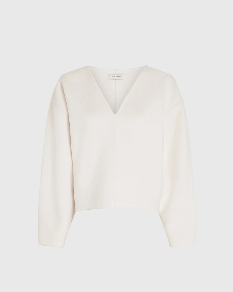 Double-Faced Wool Blend Sweater Top