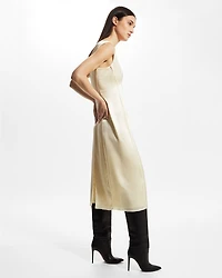 Deconstructed Satin Slip Midi Dress