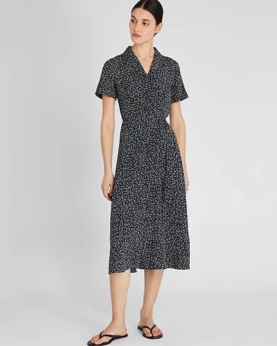 Belted Silk Midi Shirt Dress