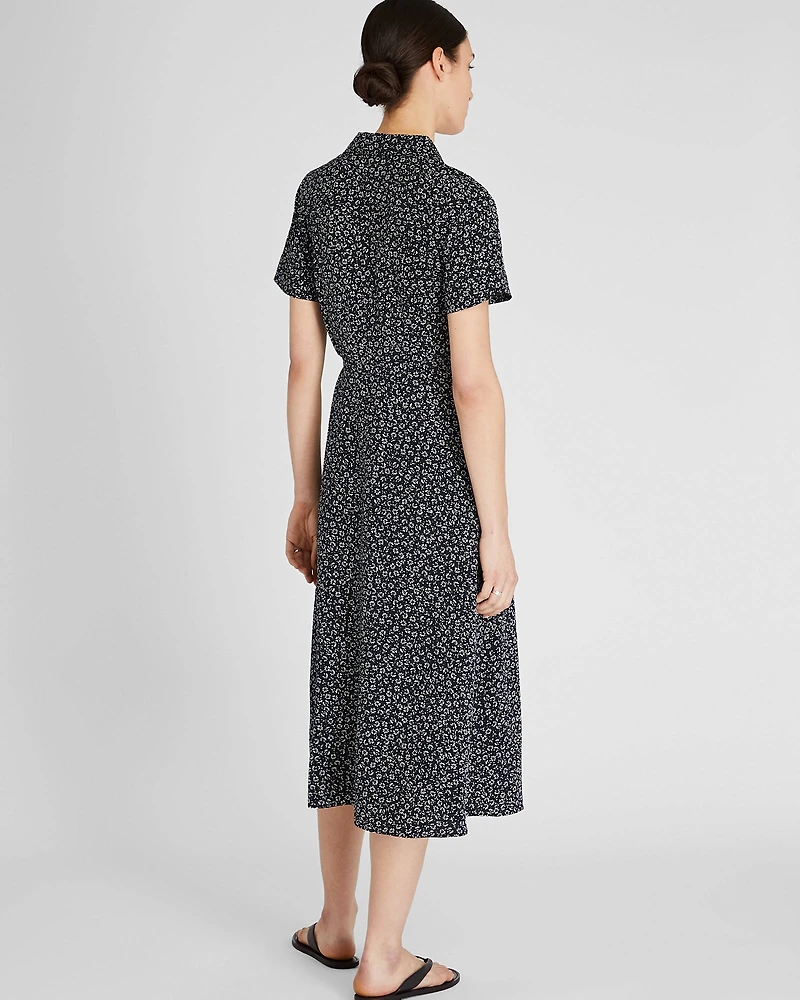 Belted Silk Midi Shirt Dress