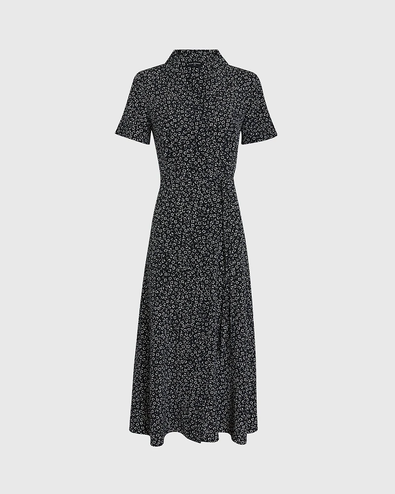 Belted Silk Midi Shirt Dress
