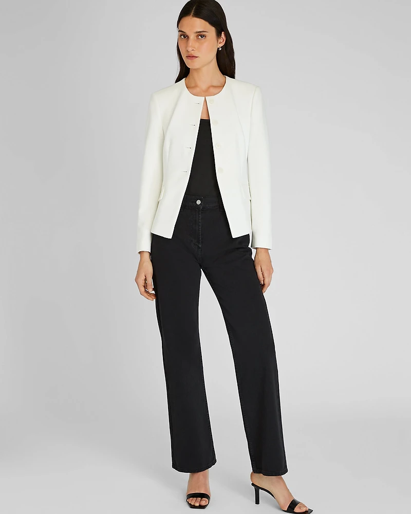 Crewneck Cutaway Blazer